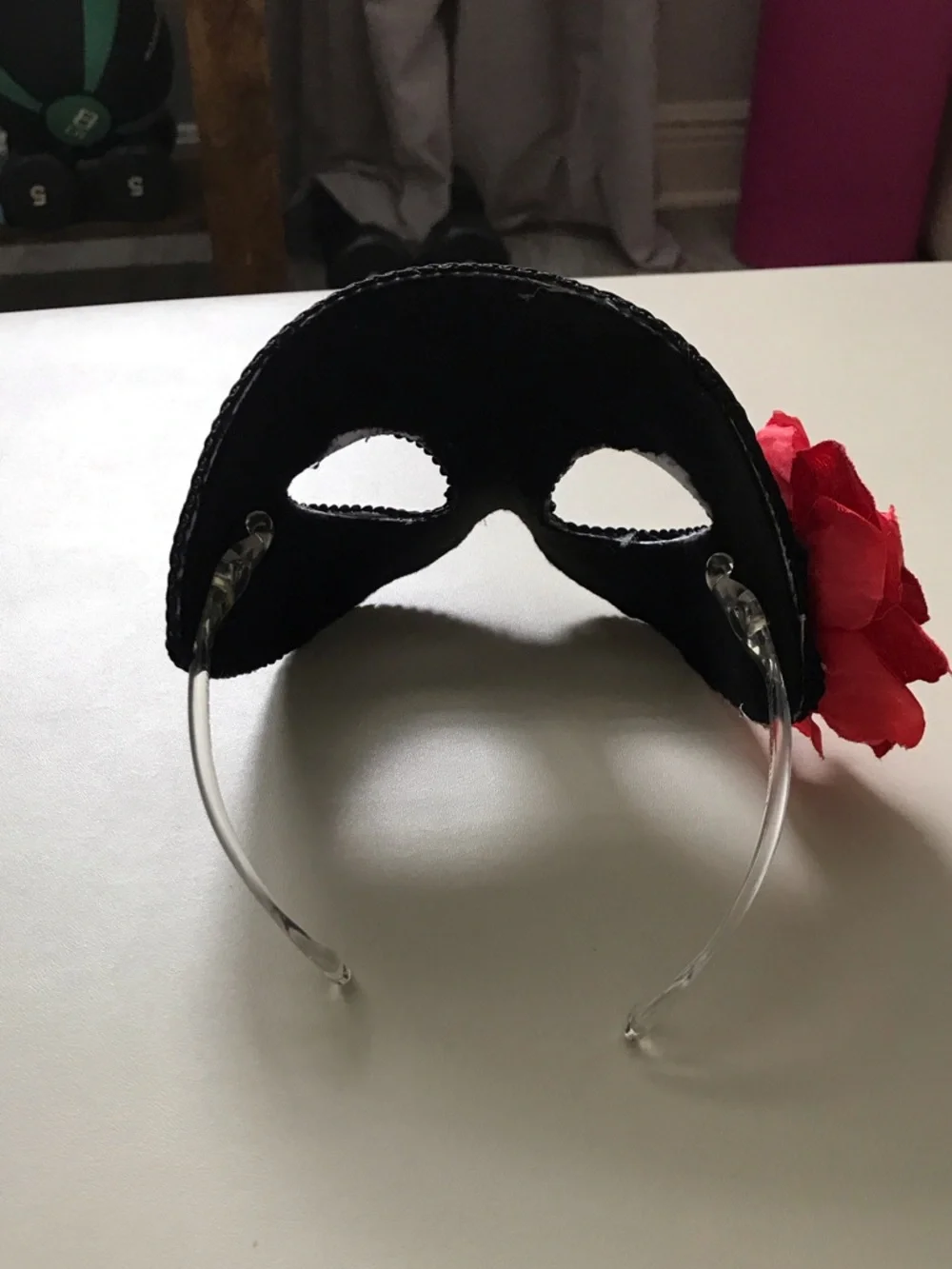 Black and Red Floral Skull Masquerade Eye Mask
